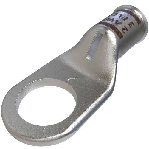 Product image for Ilsco CCL-2-12 Copper Compression Lug, Conductor Size 2, 1 Hole, 1/2in Bolt Size, Standard Barrel, Sight Window, Tin Plated, UL, CSA