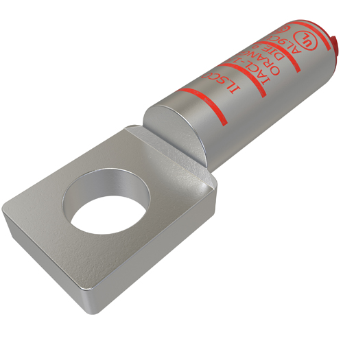 Product image for Ilsco IACL-1/0 SureCrimp® Aluminum Compression Lug, Dual Rated, Conductor Size 1/0, 1 Hole, 1/2in Bolt Size, No Sight Window, Narrow Tang, Tin Plated, UL, CSA