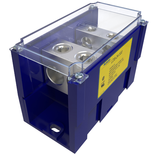 Product image for Ilsco LDB-24-500 Snapbloc Power Distribution Block, Modular Design, Dual Rated, Line Conductor Range 500-4, Load Range 4/0-6, 2 Ports Per Pole Line Side, 4 Ports Per Pole Load Side, 1 Pole, UL, CSA, Includes Cover