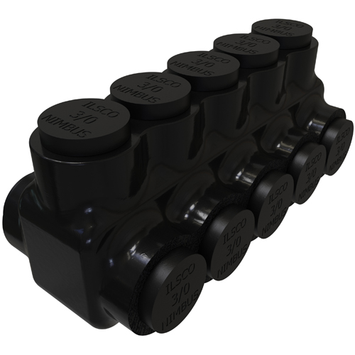 Product image for Ilsco PBTD-5-3/0 Nimbus Insulated Aluminum Multi-Tap Connector, Conductor Range 3/0-6, 5 Ports, Dual Sided Entry, Tin Plated, UL, CSA