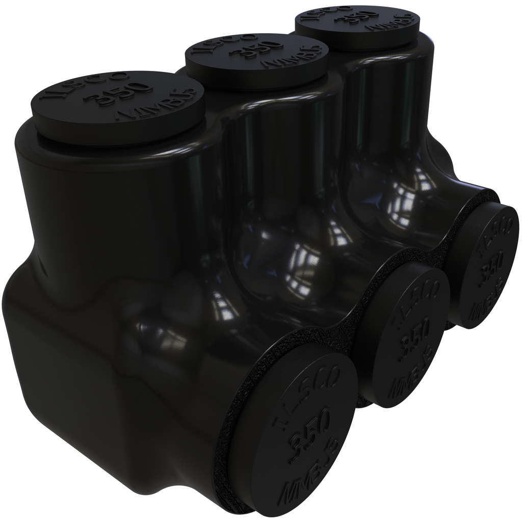 Product image for Ilsco PBTS-3-350 Nimbus Insulated Aluminum Multi-Tap Connector, Conductor Range 350-6, 3 Ports, Single Sided Entry, Tin Plated, UL, CSA