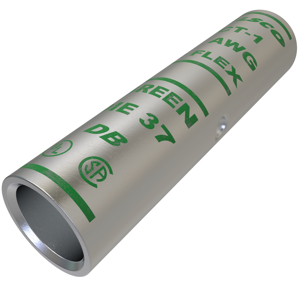 Product image for Ilsco CT-1 SureCrimp® Copper Compression Sleeve, Conductor Size 1, Tin Plated, UL, CSA