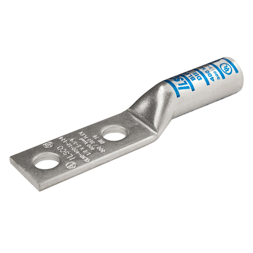 Product image for Ilsco CLND-400-12-134 SureCrimp® Copper Compression Lug, Conductor Size 400, 2 Holes, 1/2in Bolt Size, 1-3/4in Hole Spacing, Long Barrel, No Sight Window, Tin Plated, UL, CSA