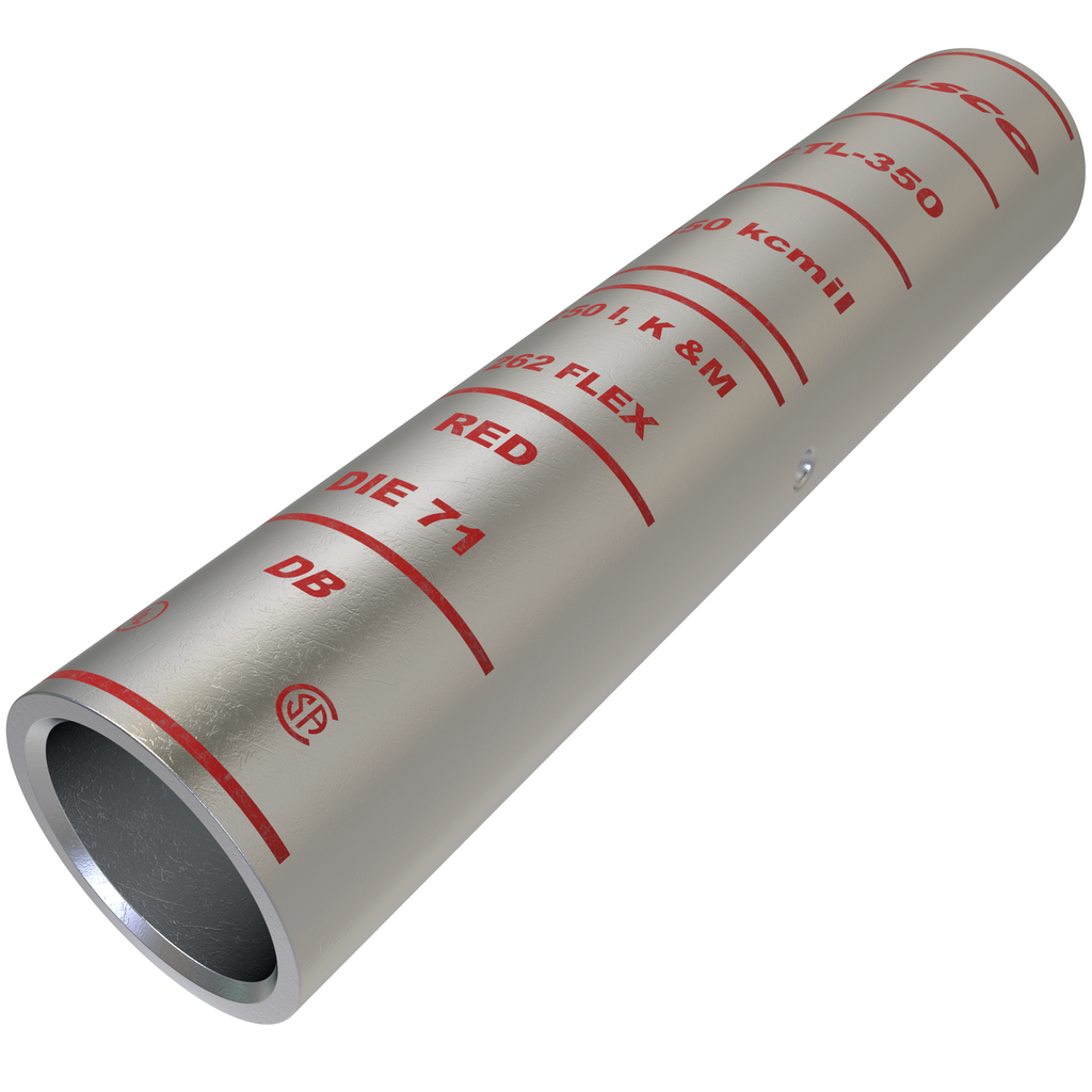 Product image for Ilsco CTL-350 SureCrimp® Copper Compression Sleeve, Conductor Size 350, Long Barrel, Tin Plated, UL, CSA