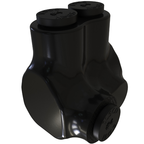 Product image for Ilsco PBTO-4 Nimbus Insulated Aluminum In-Line Splicer-Reducer Connector Offset, Conductor Range 4-14, 2 Ports, Tin Plated, UL, CSA