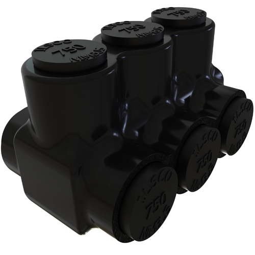 Product image for Ilsco PBTD-3-750 Nimbus Insulated Aluminum Multi-Tap Connector, Conductor Range 750-250, 3 Ports, Dual Sided Entry, Tin Plated, UL, CSA