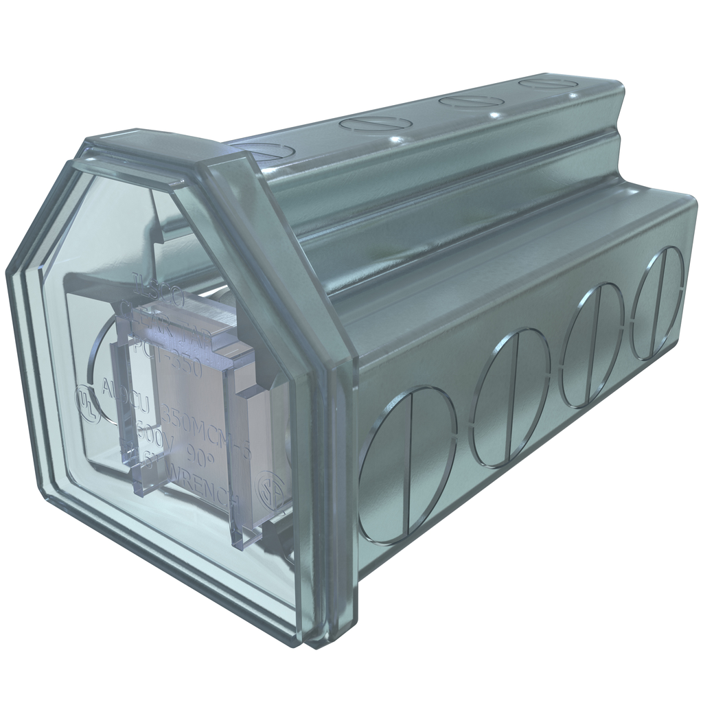 Product image for Ilsco PCT-4-350 Cleartap Insulated Aluminum Multi-Tap Connector, Dual Rated, Conductor Range 350-6, 4 Ports, Tin Plated, UL, CSA