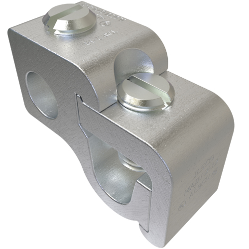 Product image for Ilsco GTA-2-2 Aluminum Parallel Tap Connector, Dual Rated, Main Conductor Range 2-12, Tap Range 2-12 AL, 2-14 CU, Tin Plated, UL, CSA