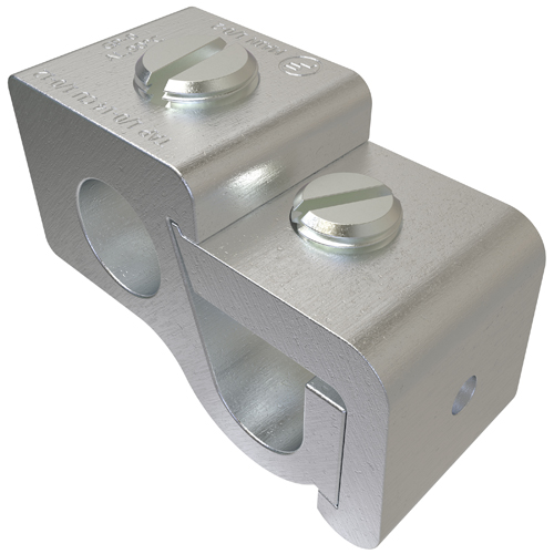 Product image for Ilsco GTA-0-0 Aluminum Parallel Tap Connector, Dual Rated, Main Conductor Range 1/0-2, Tap Range 1/0-12 AL, 1/0-14 CU, Tin Plated, UL, CSA