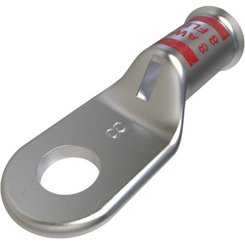Product image for Ilsco CCL-8-10 Copper Compression Lug, Conductor Size 8, 1 Hole, #10 Bolt Size, Standard Barrel, Sight Window, Tin Plated, UL, CSA