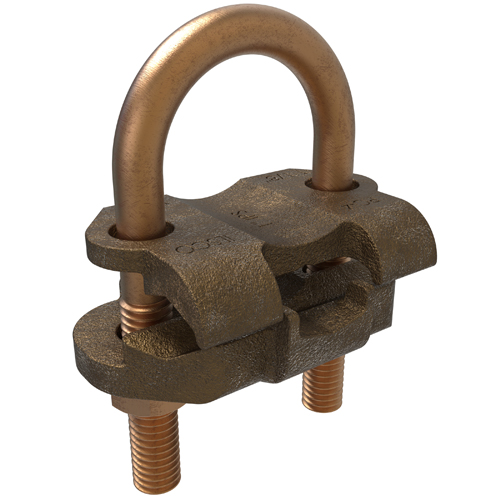 Product image for Ilsco GPL-16 Permaground Copper U-Bolt Ground Clamp, Conductor Range 250-2/0 Sol, Pipe Size 1in, Ground Rod Sizes 1-1/8 to 1-1/4in, UL, CSA