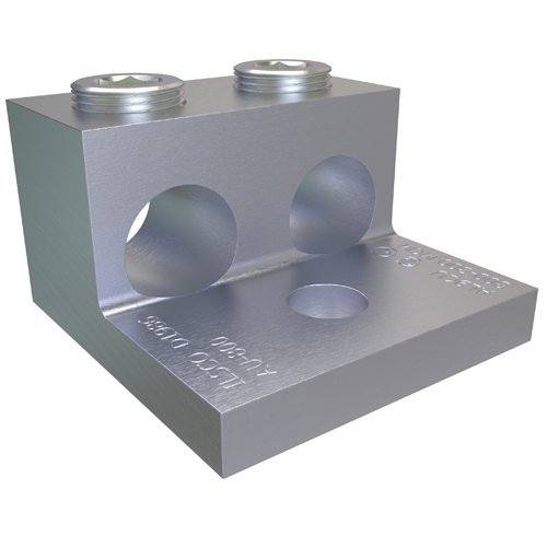Product image for Ilsco AU-800 Aluminum Mechanical Lug, Conductor Range 800-300, 2 Ports, 1 Hole, 5/8in Bolt Size, Tin Plated, UL, CSA