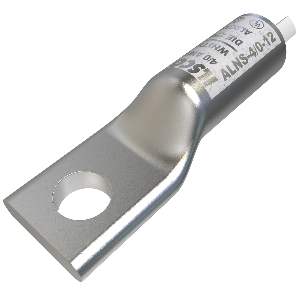 Product image for Ilsco ALNS-4/0-12 SureCrimp® Aluminum Compression Lug, Conductor Size 4/0, 1 Hole, 1/2in Bolt Size, Long Barrel, No Sight Window, Tin Plated, UL, CSA