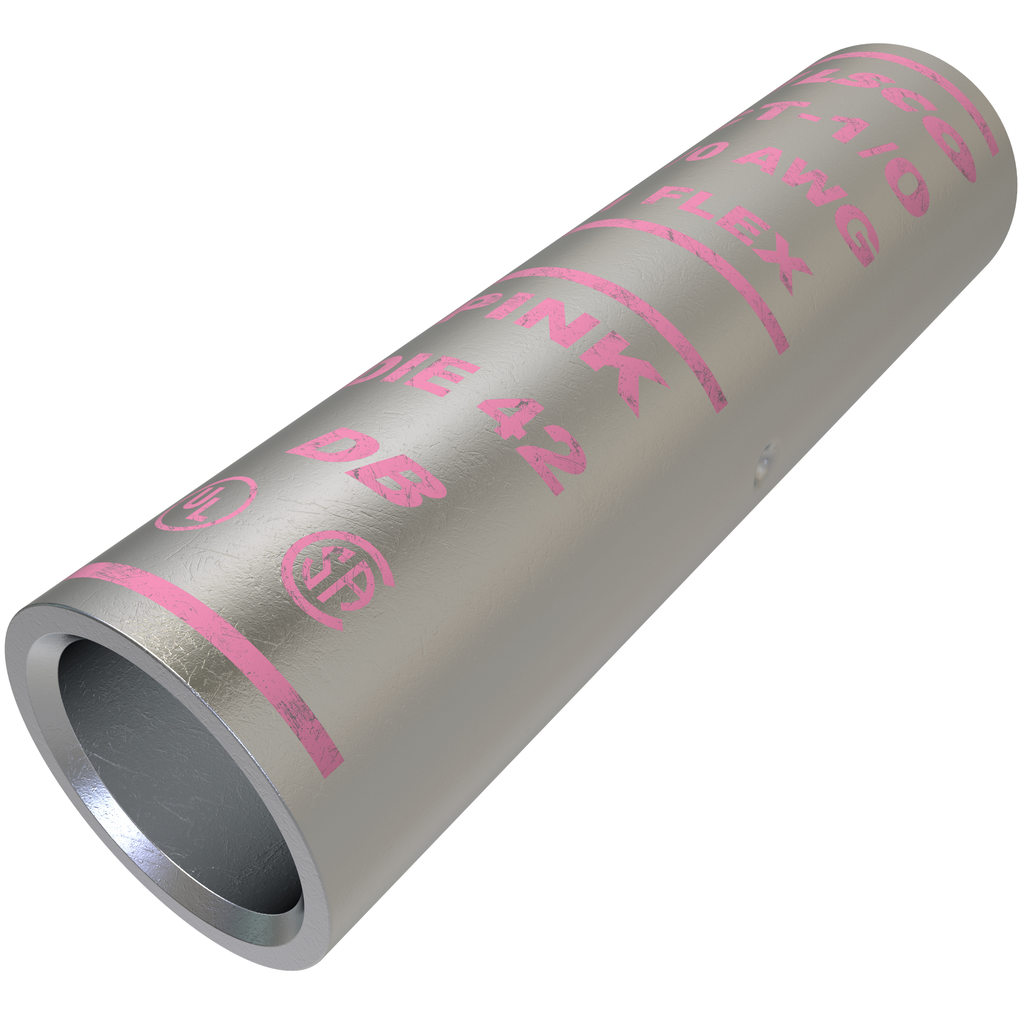 Product image for Ilsco CT-1/0 SureCrimp® Copper Compression Sleeve, Conductor Size 1/0, Tin Plated, UL, CSA