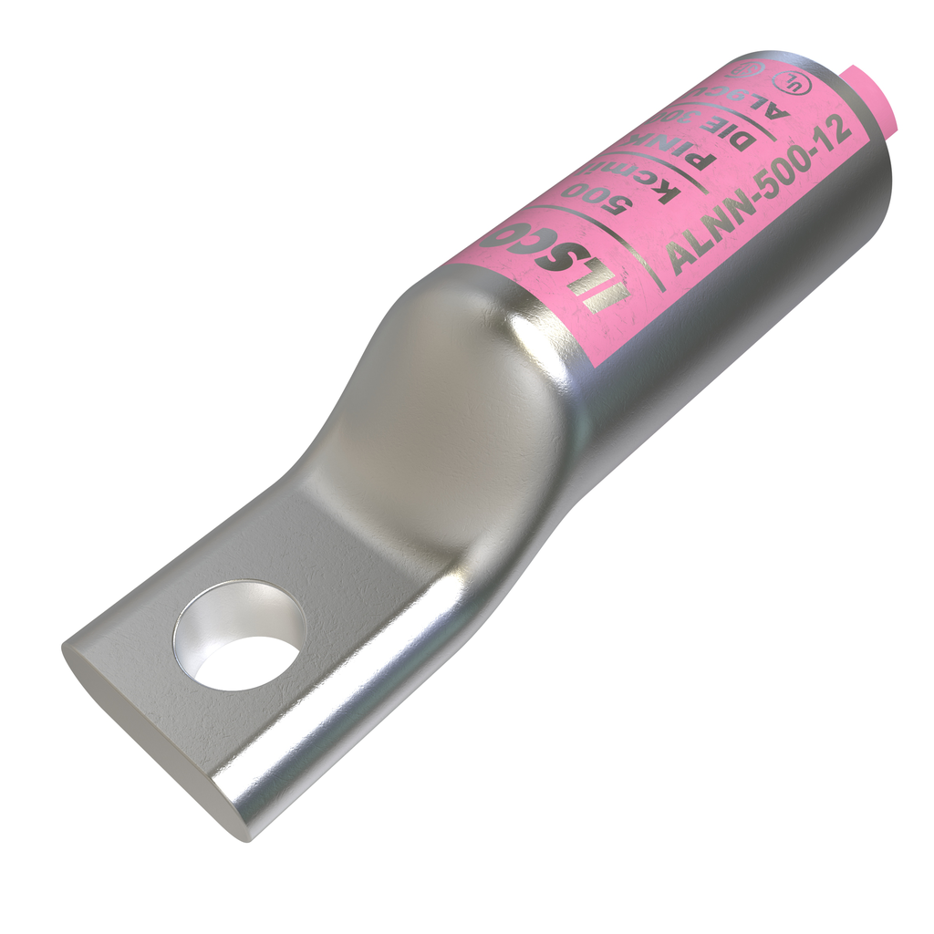 Product image for Ilsco ALNS-500-12 SureCrimp® Aluminum Compression Lug, Conductor Size 500, 1 Hole, 1/2in Bolt Size, Long Barrel, No Sight Window, Tin Plated, UL, CSA