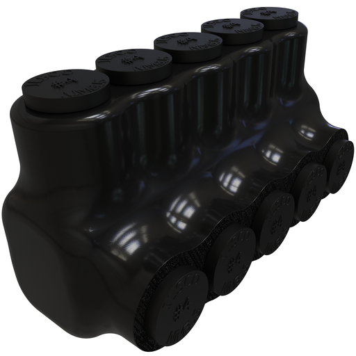 Product image for Ilsco PBTS-5-4 Nimbus Insulated Aluminum Multi-Tap Connector, Conductor Range 4-14, 5 Ports, Single Sided Entry, Tin Plated, UL, CSA