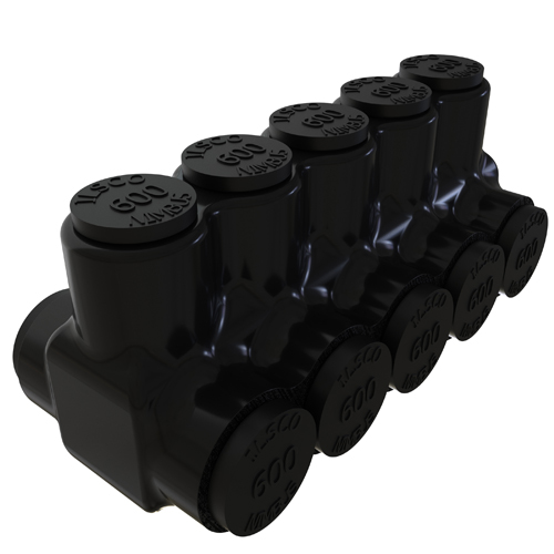 Product image for Ilsco PBTD-5-500 Nimbus Insulated Aluminum Multi-Tap Connector, Conductor Range 600-4, 5 Ports, Dual Sided Entry, Tin Plated, UL, CSA