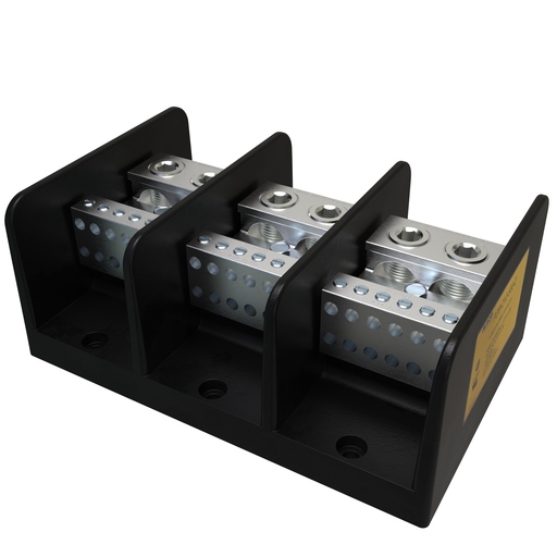 Product image for Ilsco PDB-212-500-3 Power Distribution Block, Dual Rated, Line Conductor Range 500-4, Load Range 4-14, 2 Ports Per Pole Line Side, 12 Ports Per Pole Load Side, 3 Pole, UL, CSA