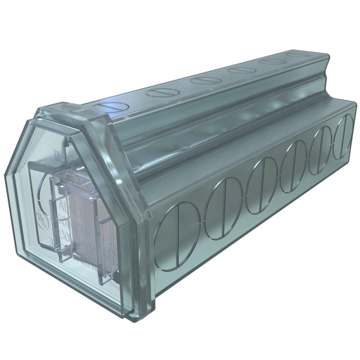 Product image for Ilsco PCT-6-600 Cleartap Insulated Aluminum Multi-Tap Connector, Dual Rated, Conductor Range 600-2, 6 Ports, Tin Plated, UL, CSA