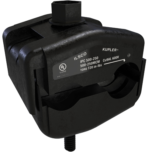 Product image for Ilsco IPC-500-250 KUP-L-Tap Insulation Piercing Copper Connector, Dual Rated, Main Conductor Range 500-250, Tap Range 250-4, Tin Plated, UL, CSA