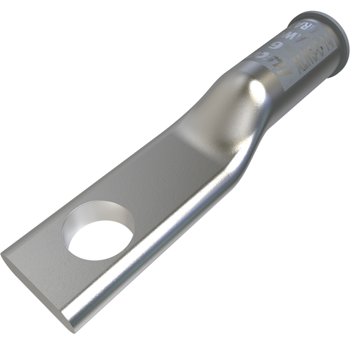Product image for Ilsco ALNS-6-14 SureCrimp® Aluminum Compression Lug, Conductor Size 6, 1 Hole, 1/4in Bolt Size, Long Barrel, No Sight Window, Tin Plated, UL, CSA