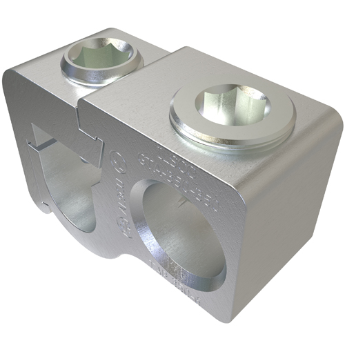 Product image for Ilsco GTA-350-350 Aluminum Parallel Tap Connector, Dual Rated, Main Conductor Range 350-4/0, Tap Range 350-6, Tin Plated, UL, CSA