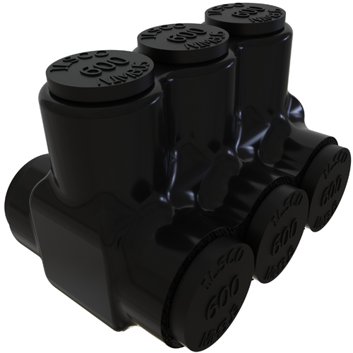Product image for Ilsco PBTD-3-500 Nimbus Insulated Aluminum Multi-Tap Connector, Conductor Range 600-4, 3 Ports, Dual Sided Entry, Tin Plated, UL, CSA