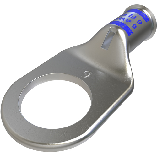 Product image for Ilsco CCL-6-12 Copper Compression Lug, Conductor Size 6, 1 Hole, 1/2in Bolt Size, Standard Barrel, Sight Window, Tin Plated, UL, CSA