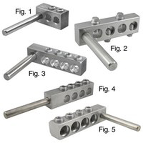 Product image for Ilsco PTT-2L-250-Z Aluminum Pole Type Overhead Transformer Lug, Dual Rated, Conductor Range 250-10, 2 Ports, Left Handed