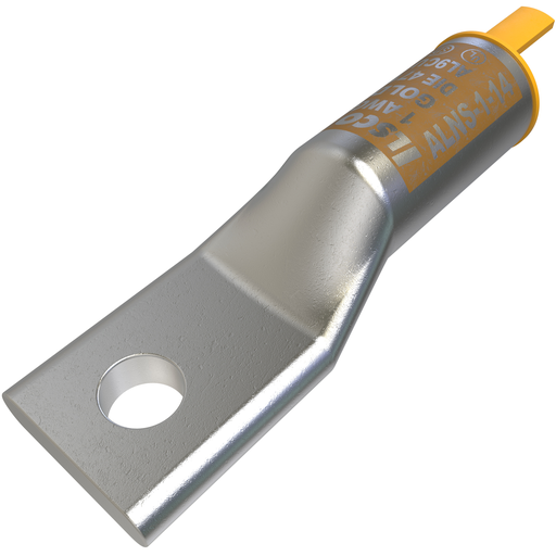 Product image for Ilsco ALNS-1-14 SureCrimp® Aluminum Compression Lug, Conductor Size 1, 1 Hole, 1/4in Bolt Size, Long Barrel, No Sight Window, Tin Plated, UL, CSA
