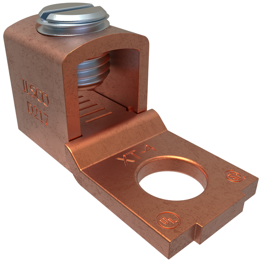 Product image for Ilsco XT-4 Copper Mechanical Lug, Conductor Range 4-14, 1 Port, 1 Hole, 1/4in Bolt Size, UL, CSA