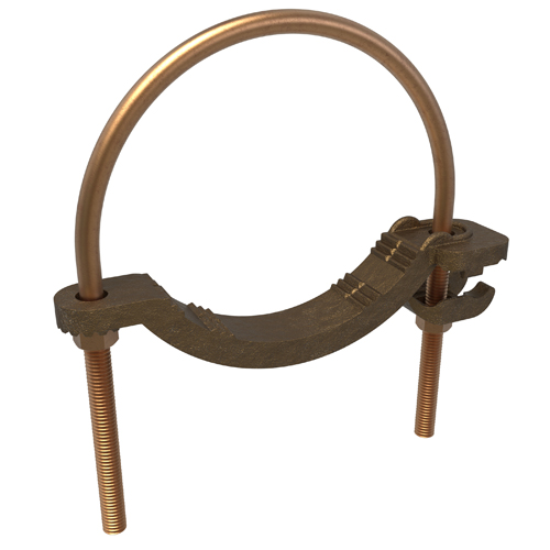 Product image for Ilsco GPL3905BU Permaground Copper Waterpipe Ground Clamp, Conductor Range 4/0-4, Pipe Size 4 to 5in, UL