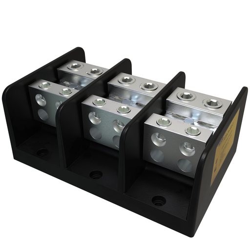 Product image for Ilsco PDB-24-500-3 Power Distribution Block, Dual Rated, Line Conductor Range 500-4, Load Range 4/0-6, 2 Ports Per Pole Line Side, 4 Ports Per Pole Load Side, 3 Pole, UL, CSA
