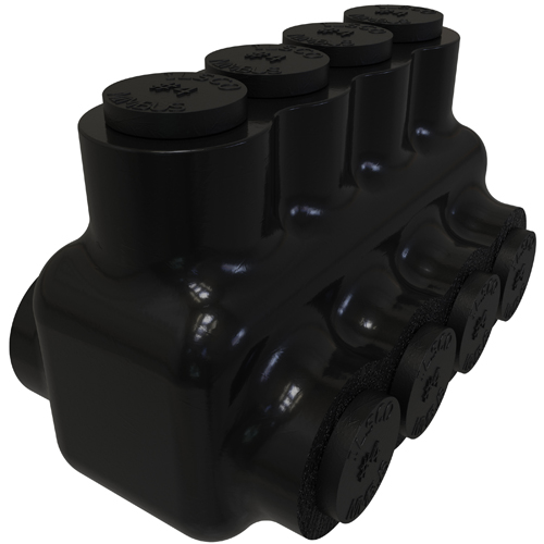 Product image for Ilsco PBTD-4-4 Nimbus Insulated Aluminum Multi-Tap Connector, Conductor Range 4-14, 4 Ports, Dual Sided Entry, Tin Plated, UL, CSA