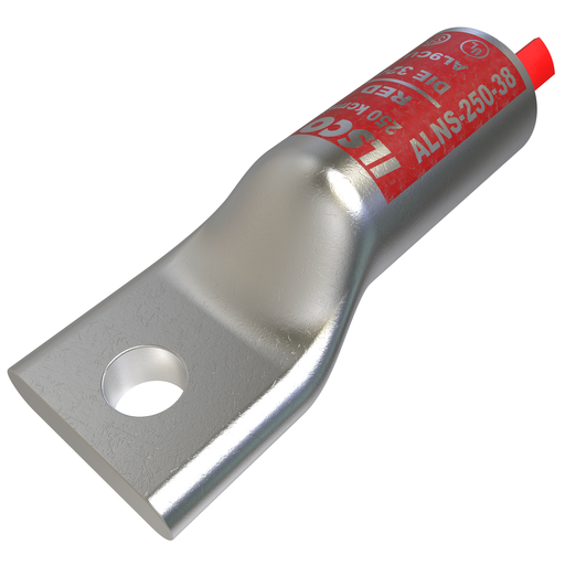 Product image for Ilsco ALNS-250-38 SureCrimp® Aluminum Compression Lug, Conductor Size 250, 1 Hole, 3/8in Bolt Size, Long Barrel, No Sight Window, Tin Plated, UL, CSA