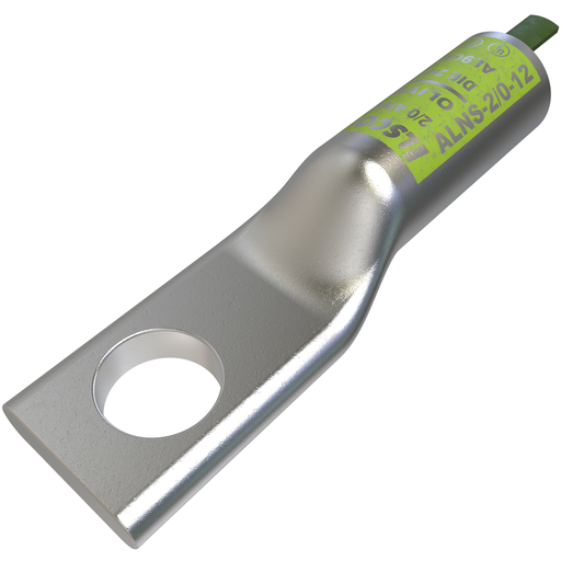 Product image for Ilsco ALNS-2/0-12 SureCrimp&#174; Aluminum Compression Lug, Conductor Size 2/0, 1 Hole, 1/2in Bolt Size, Long Barrel, No Sight Window, Tin Plated, UL, CSA