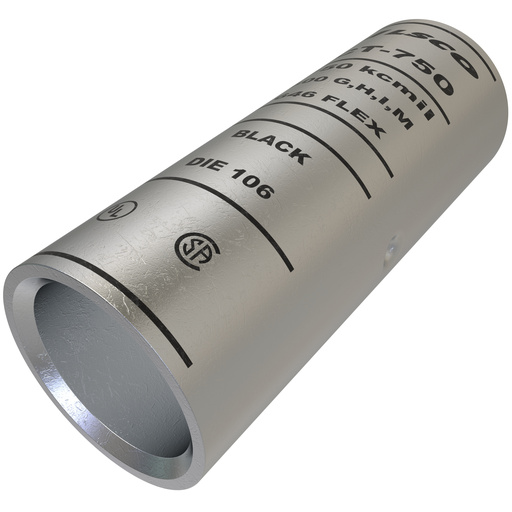 Product image for Ilsco CT-750 SureCrimp® Copper Compression Sleeve, Conductor Size 750, Tin Plated, UL, CSA