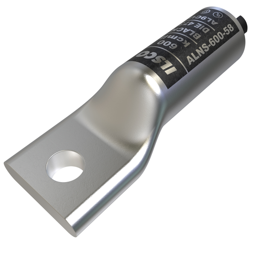 Product image for Ilsco ALNS-600-58 SureCrimp® Aluminum Compression Lug, Conductor Size 600, 1 Hole, 5/8in Bolt Size, Long Barrel, No Sight Window, Tin Plated, UL, CSA
