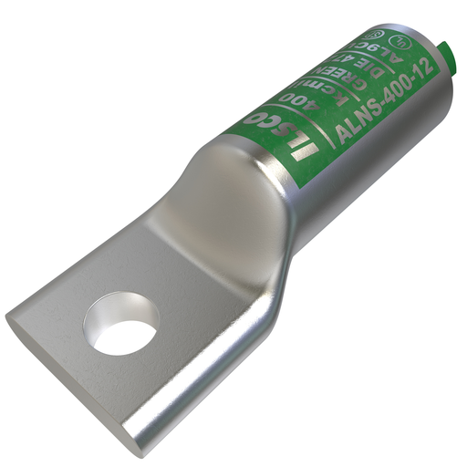 Product image for Ilsco ALNS-400-12 SureCrimp® Aluminum Compression Lug, Conductor Size 400, 1 Hole, 1/2in Bolt Size, Long Barrel, No Sight Window, Tin Plated, UL, CSA