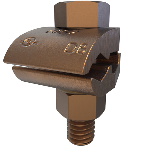 Product image for Ilsco GM-2 Permaground Copper Ground Clamp, Conductor Range 2/0-4 Sol, 1 Conductor, 1 Bolt, 3/8in Bolt Size, Double Plate, UL