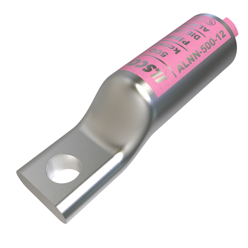 Product image for Ilsco ALNS-500-12 SureCrimp® Aluminum Compression Lug, Conductor Size 500, 1 Hole, 1/2in Bolt Size, Long Barrel, No Sight Window, Tin Plated, UL, CSA