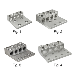 Ilsco T4A4-250N Aluminum Mechanical Lug, Conductor Range 250-6, 4 Ports, 4 Holes, 1/2in Bolt Size, Tin Plated, UL, CSA