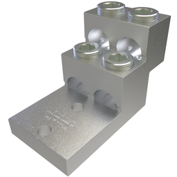 Ilsco PB4-600 Aluminum Panelboard Lug, Dual Rated, Conductor Range 600-2, 4 Ports, 2 Holes, 3/8in Bolt Size, 1-3/8in Hole Spacing, Tin Plated, UL, CSA