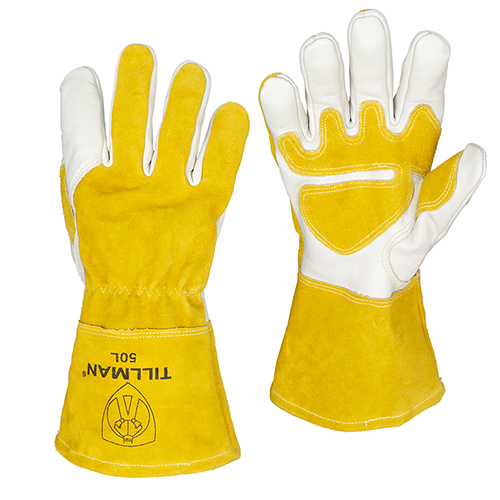 50 Premium Top Grain and Split Cowhide MIG Glove with Palm Reinforcement, XL