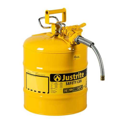5 Gallon, 5/8" Metal Hose, Steel Safety Can for Diesel, Type II, AccuFlow™, Yellow - 7250220