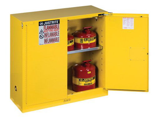 30 Gallon, 1 Shelf, 2 Doors, Self Close, Flammable Cabinet, Sure-Grip® EX, Yellow - 893020