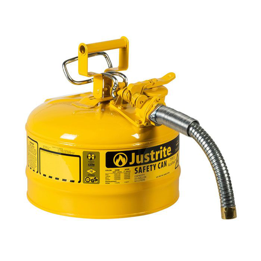 2.5 Gallon, 1" Metal Hose, Steel Safety Can for Diesel, Type II, AccuFlow™, AccuFlow™, Yellow - 7225230