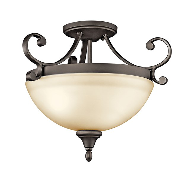 Product image for Kichler 43169OZ Monroe™ 2 Light Semi Flush Olde Bronze®