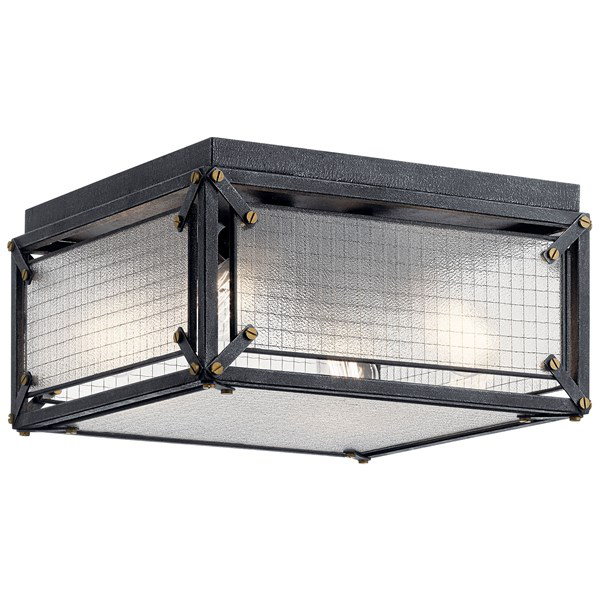 Product image for Kichler 44336DBK Steel 4 Light Flush Mount Distressed Black