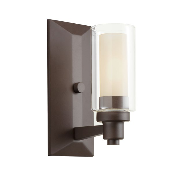 Product image for Kichler 6144OZ Circolo 10" 1 Light Wall Sconce with Clear Outer and Umber Etched Inner Cylinders Olde Bronze®